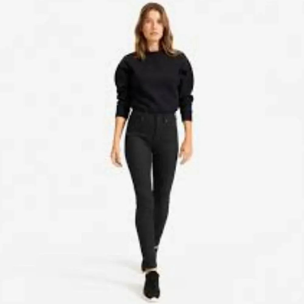 EVERLANE SUPER HIGH RISE SKINNY JEAN WITH RAW HEM BLACK FADED WASH SIZE 26 EUC